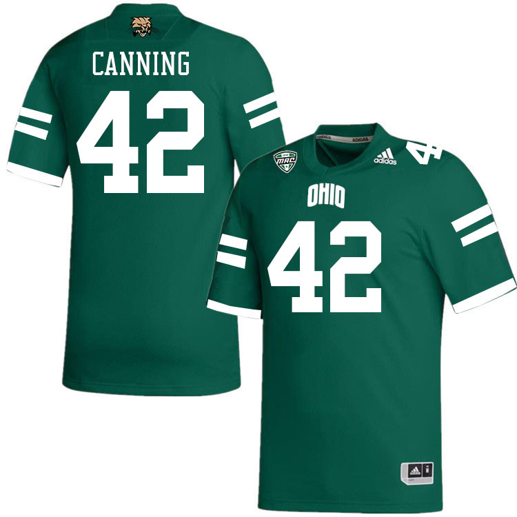 Ohio Bobcats #42 Carson Canning College Football Jerseys Stitched-Green